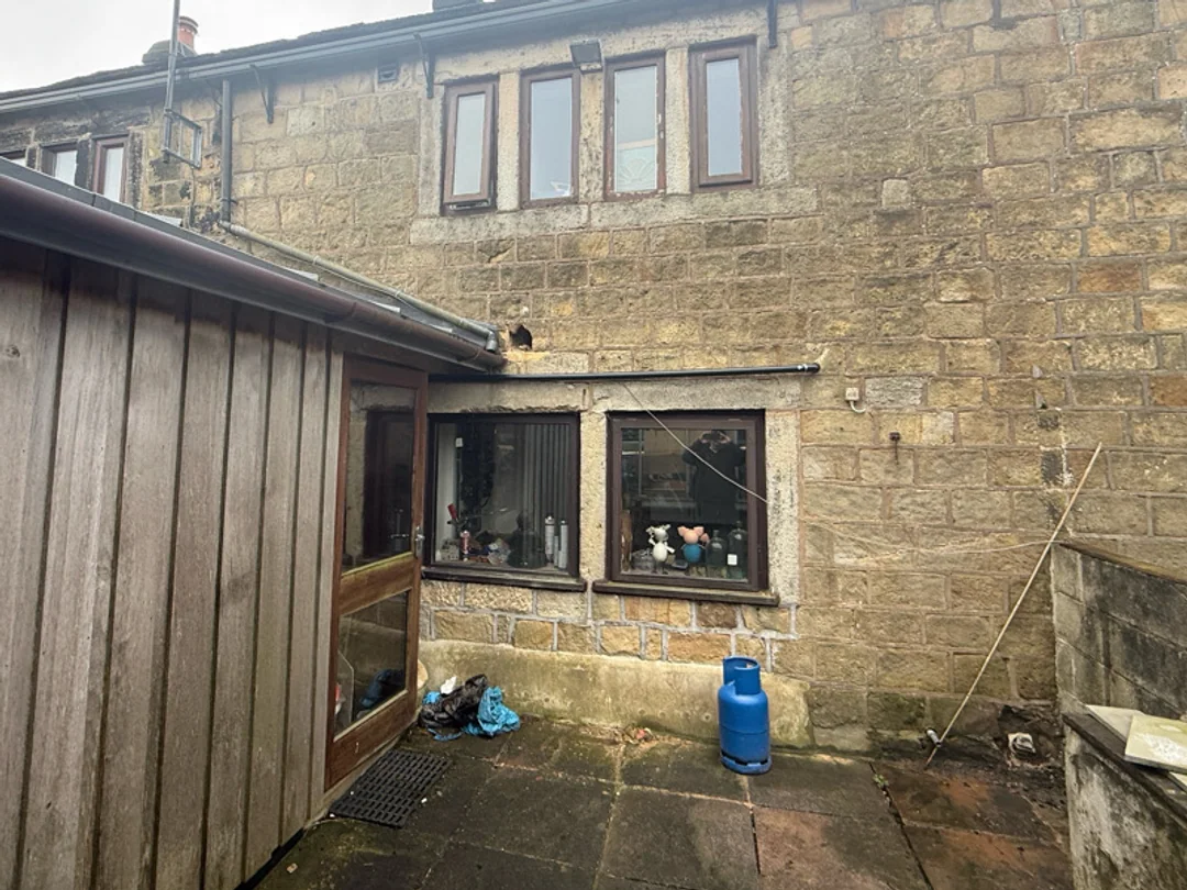 Stone rear elevation at a 1900 to 1929 Halifax terrace surveyed by Vertex
